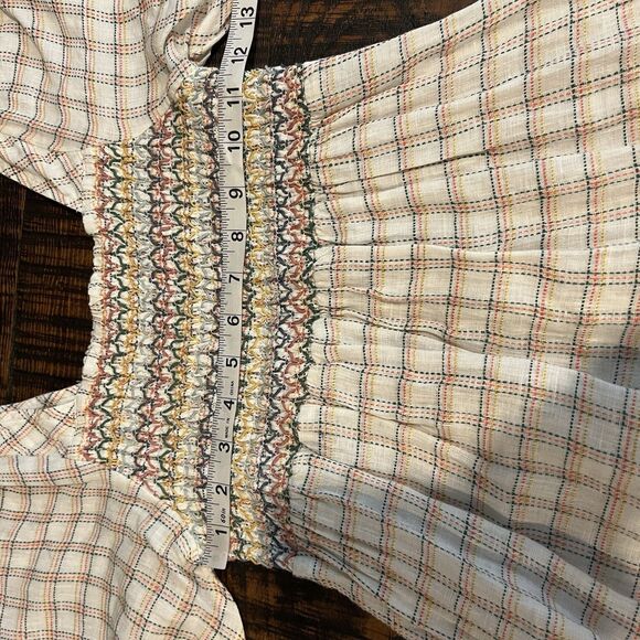 Faherty Women's Crispin Windowpane Smocked Lola Dress Size Small 217 - Picture 7 of 8